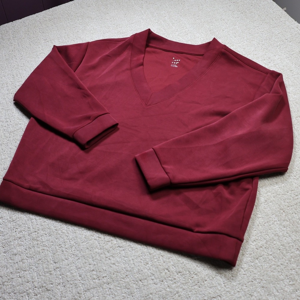 A New Day Womens V-Neck Long Sleeve Sweatshirt Burgundy XL AL-020